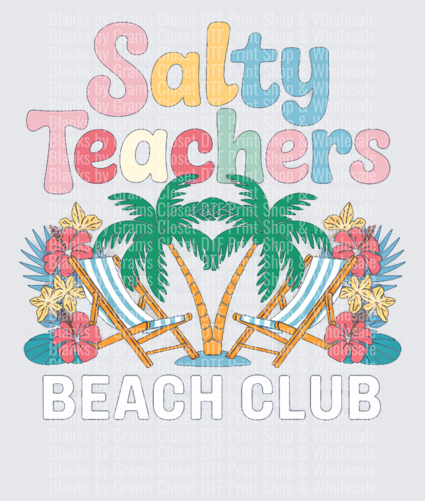 Salty Teachers Beach Club Palm Trees and Hibiscus Flowers