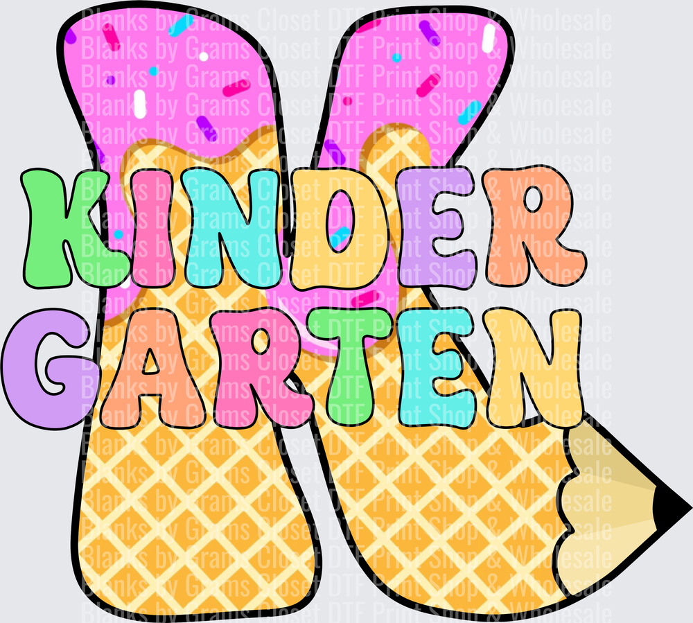 Kindergarten Ice Cream Waffle Cone Butterfly Pencil Design