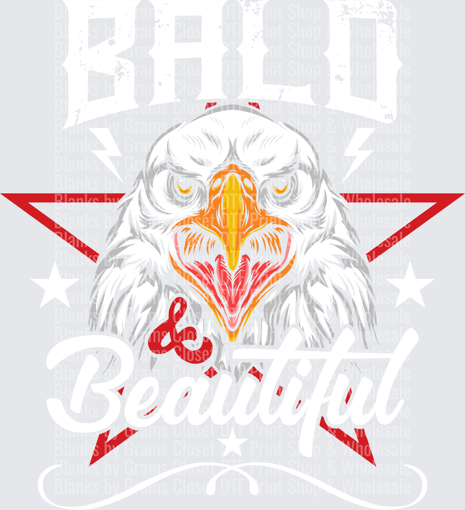 Fierce Eagle Head with Red Star and Lightning Bolts