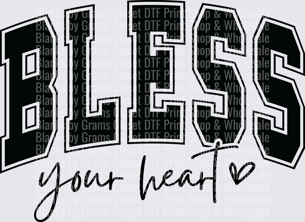 Bless Your Heart Bold Varsity Letter Script Design
