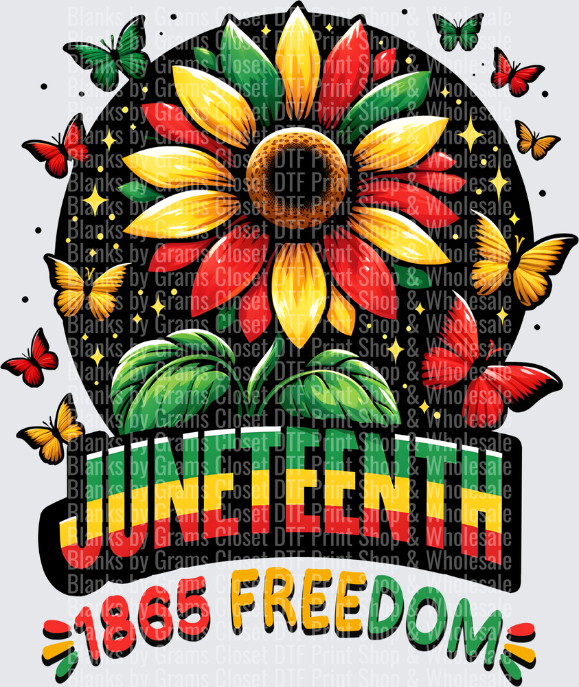 Juneteenth 1865 Freedom Sunflower with Butterflies Design