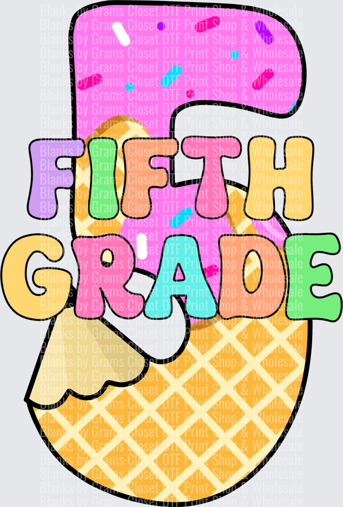 Fifth Grade Ice Cream Cone Waffle Number 5 Sprinkles