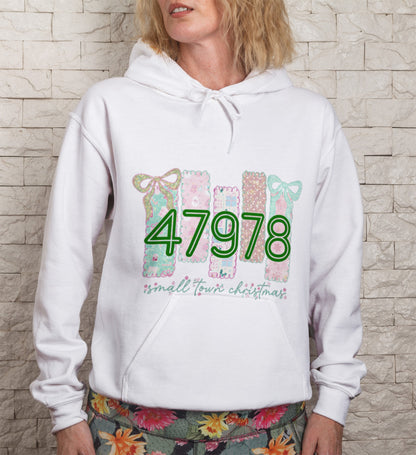 Small Town Christmas Custom Zipcode Hoodie