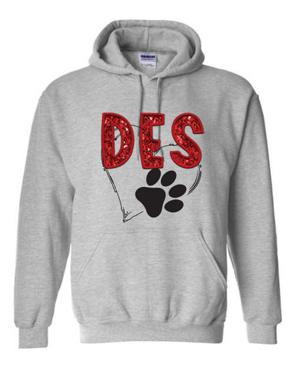 DES Faux Sequin Heart Paw DTF Transfer