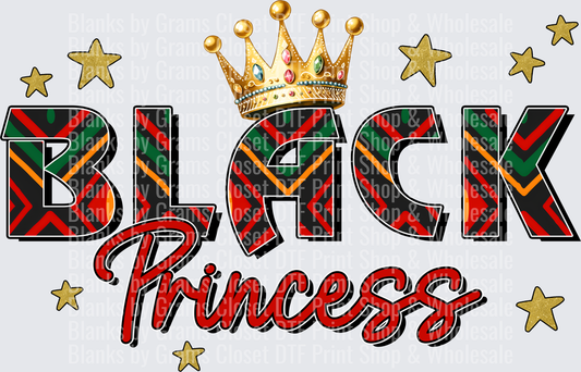 Black Princess with Golden Crown and Stars Design