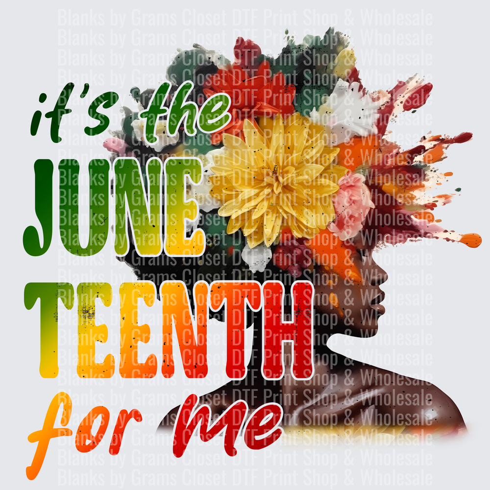 It's the Juneteenth for Me Floral Afro Silhouette Design