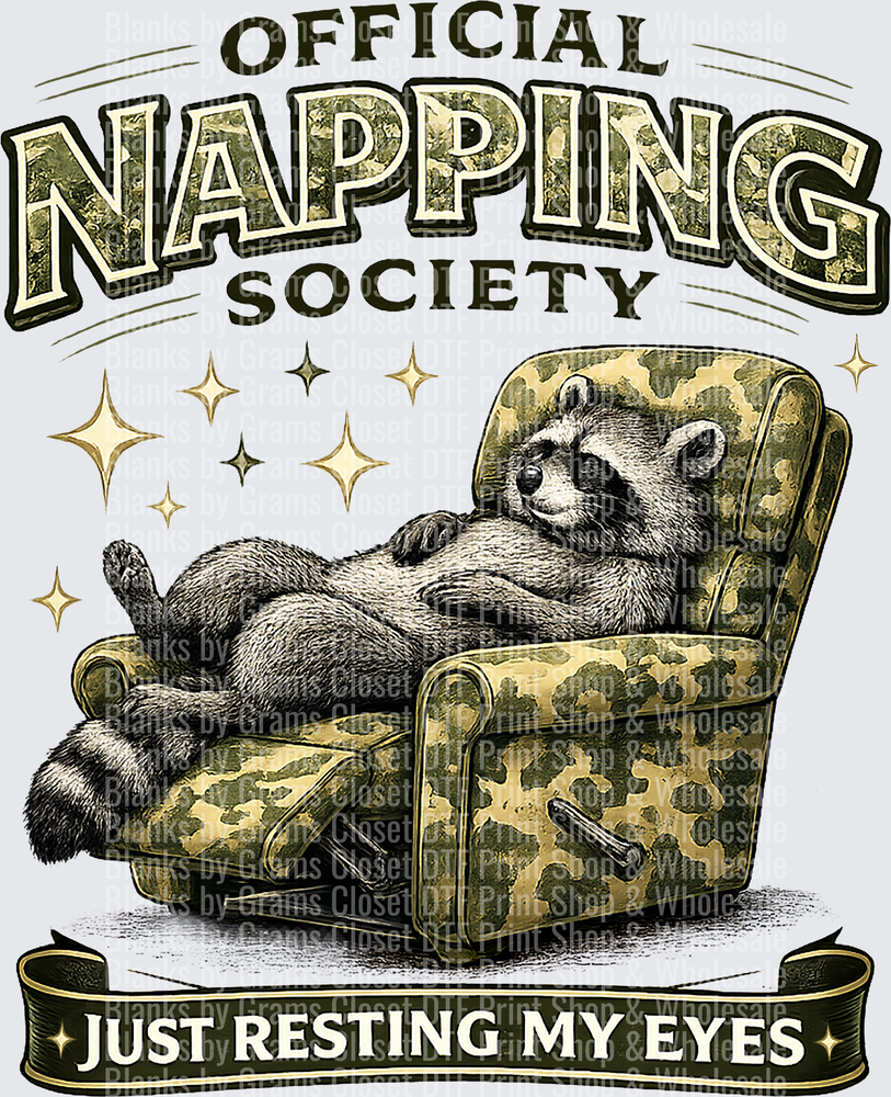Official Napping Society Raccoon Just Resting My Eyes