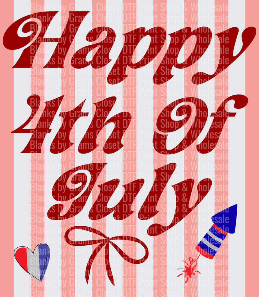Happy 4th Of July Red White Blue Patriotic Firework Heart