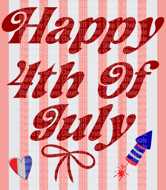 Happy 4th Of July Red White Blue Patriotic Firework Heart