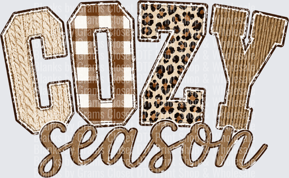 Cozy Season Leopard Plaid Cable Knit Varsity Letter Design