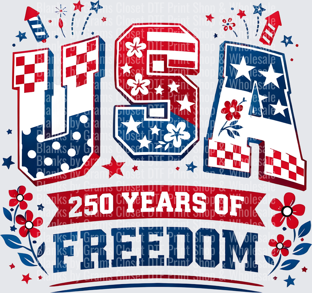 USA 250 Years of Freedom Patriotic Fourth of July Design