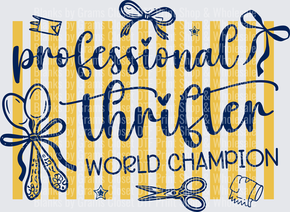 Professional Thrifter World Champion with Bows and Scissors