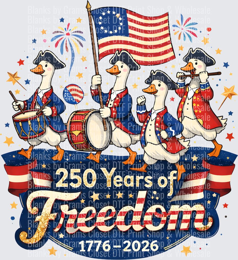 Patriotic Geese Revolutionary War Band 250 Years Freedom 1776-2026