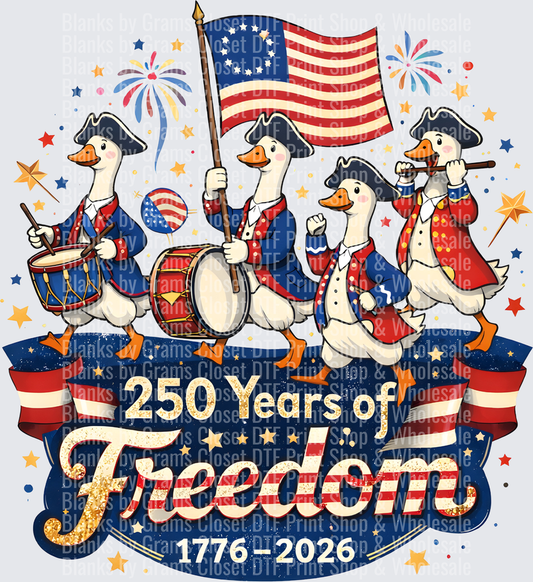 Patriotic Geese Revolutionary War Band 250 Years Freedom 1776-2026