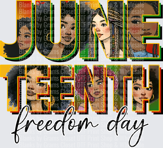 Juneteenth Freedom Day Celebration with Diverse Women Portraits