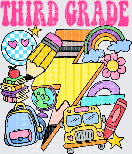 Third Grade Retro Lightning Bolt Back to School Design