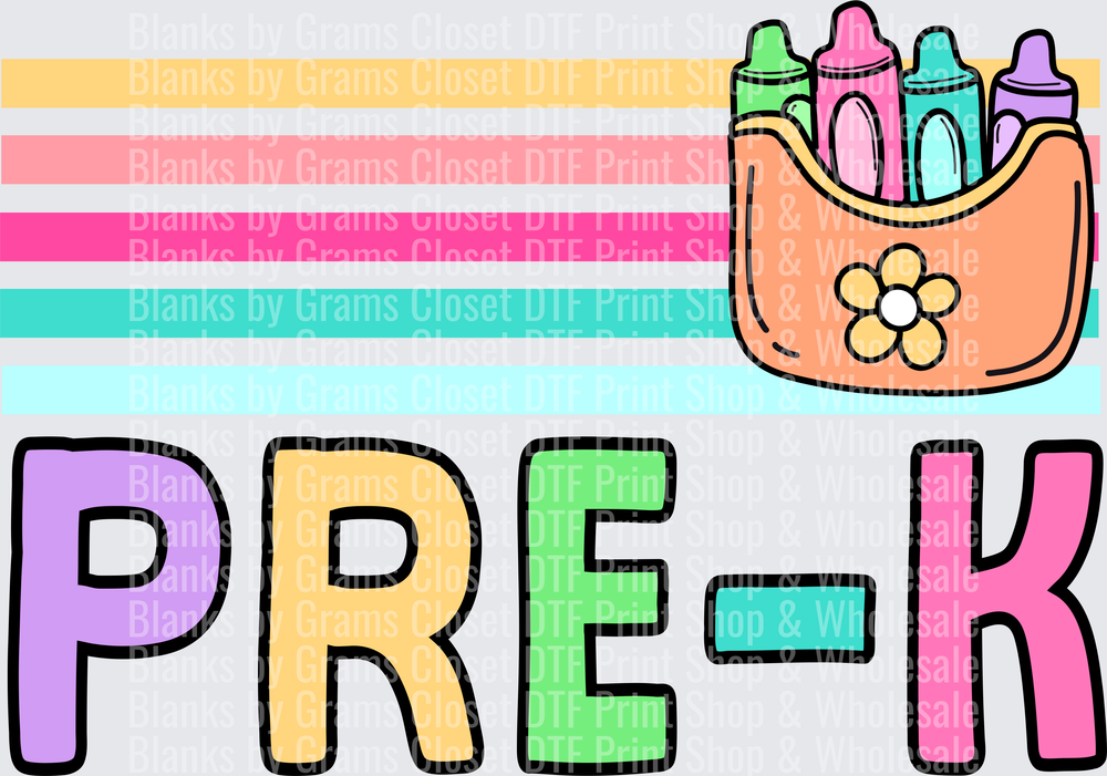 Colorful Pre-K Bold Letters with Crayon Basket Design