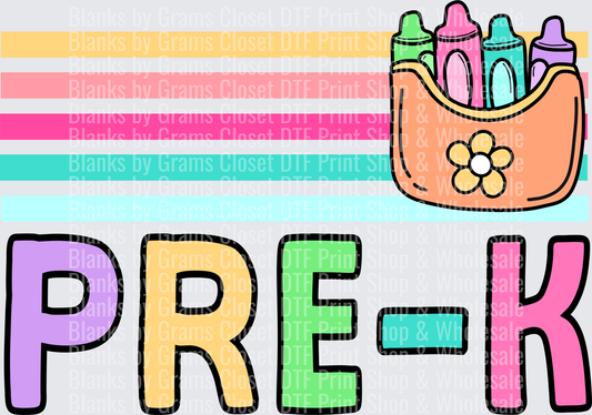 Colorful Pre-K Rainbow Stripes Crayon Bag Cute Bold Letters