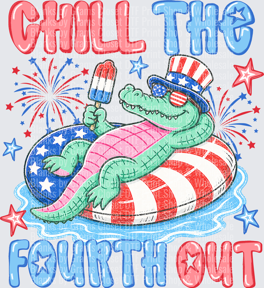 Chill The Fourth Out Patriotic Alligator Pool Float