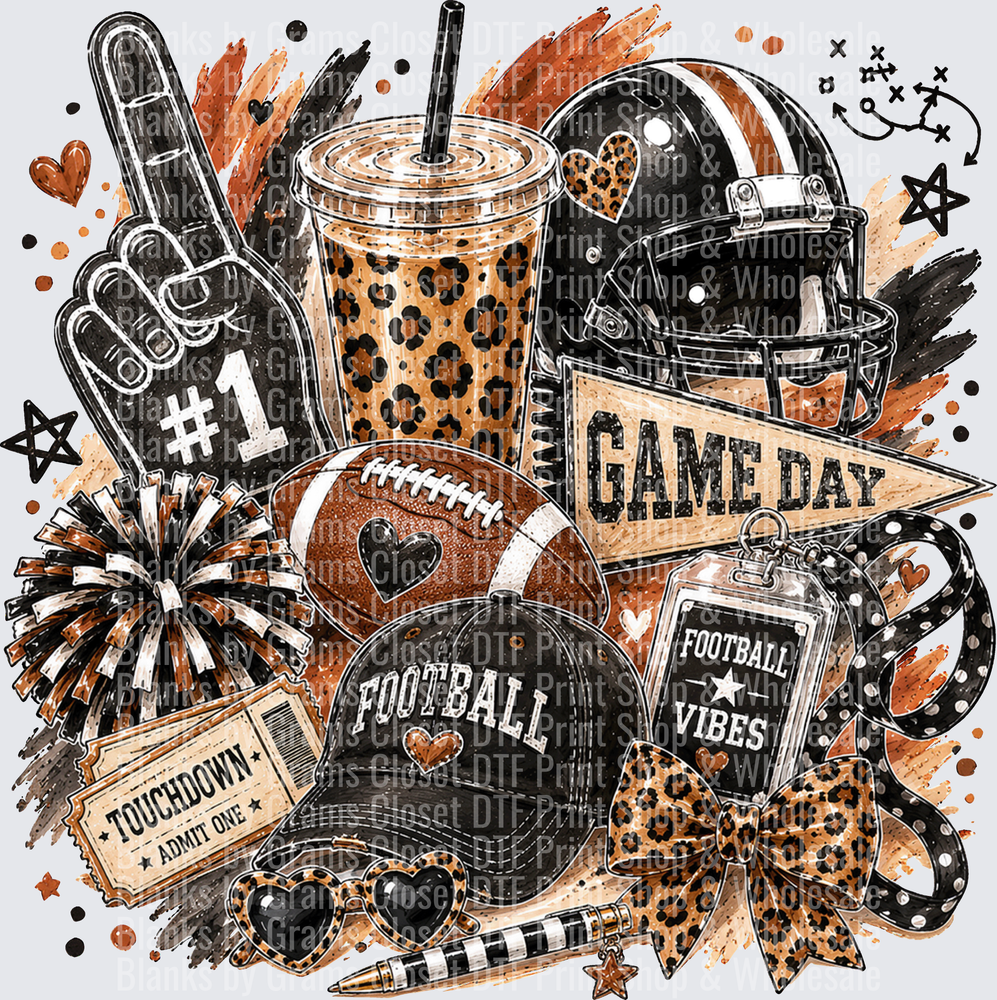 Game Day Football Vibes Leopard Print Fan Collage