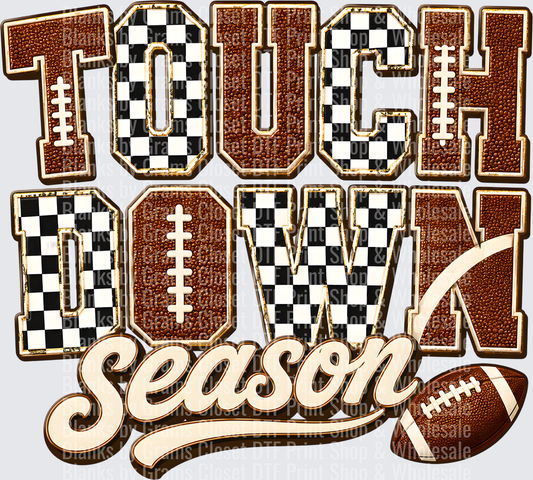 Touchdown Season Football Checkered Varsity Letter Design