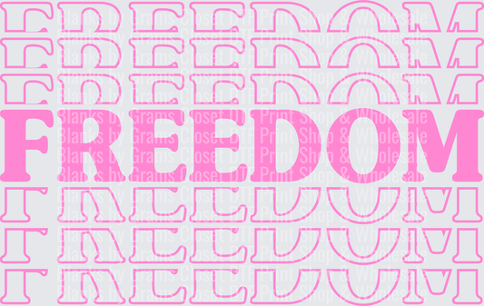 Pink Freedom Typography Design with Repeated Text Pattern