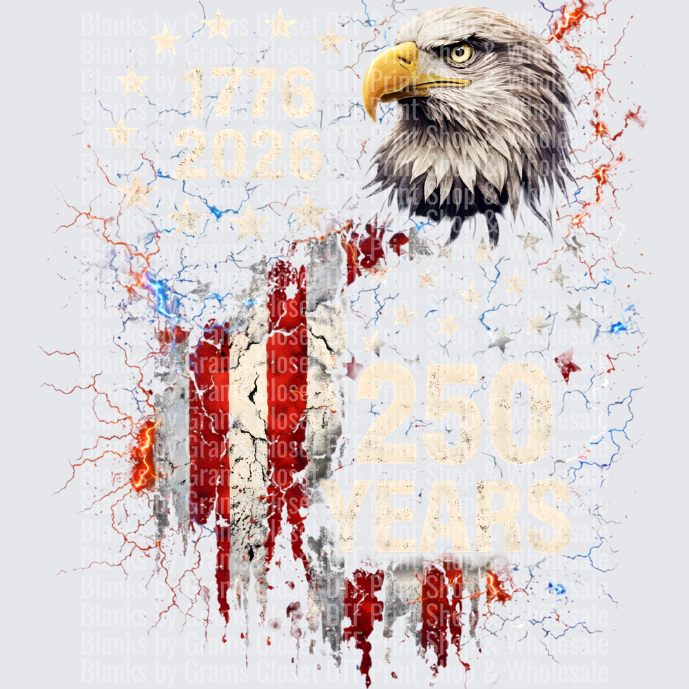 Patriotic Bald Eagle 1776-2025 America 250 Years Distressed Flag