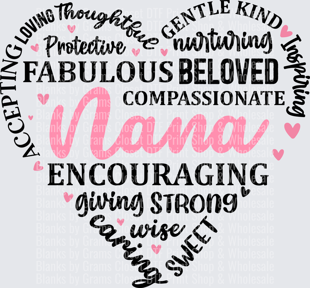 Nana Heart Typography with Positive Qualities Design