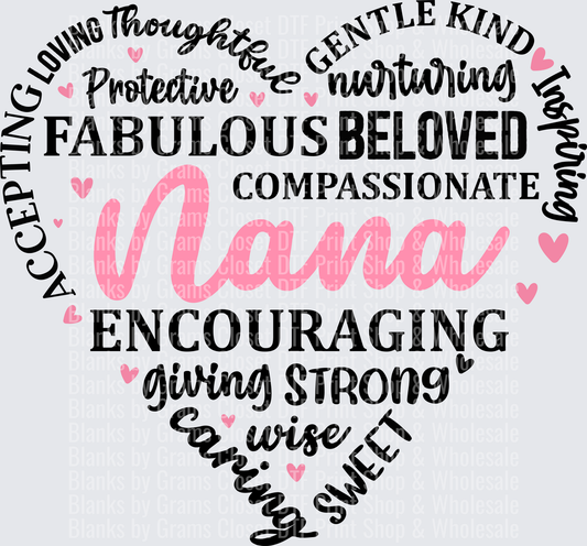 Nana Heart Typography with Positive Qualities Design