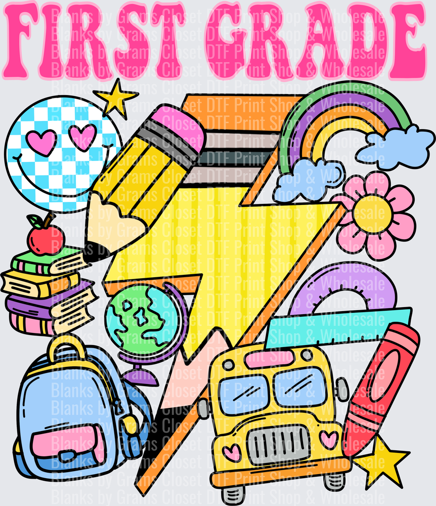 First Grade Retro Lightning Bolt Back to School Doodles