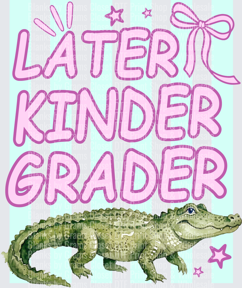 Later Kinder Grader Alligator with Pink Text and Bow