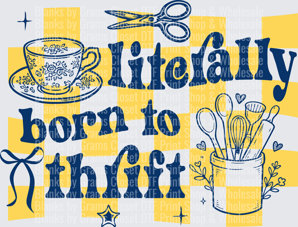 Literally Born to Craft Kitchen Baking Design with Teacup and Utensils