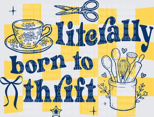Literally Born to Craft Kitchen Baking Design with Teacup and Utensils