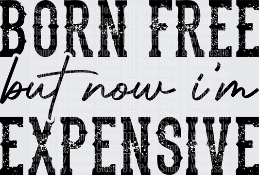 Born Free But Now I'm Expensive Distressed Bold Text
