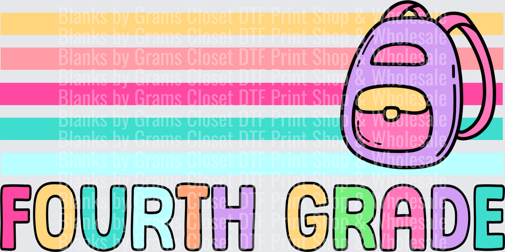 Fourth Grade Colorful Backpack Rainbow Stripes Back to School