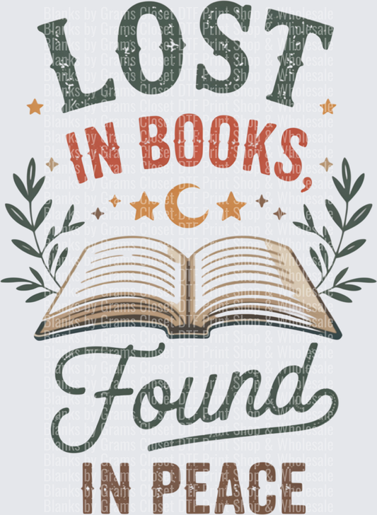 Lost In Books Found In Peace Open Book Stars Moon Leaves