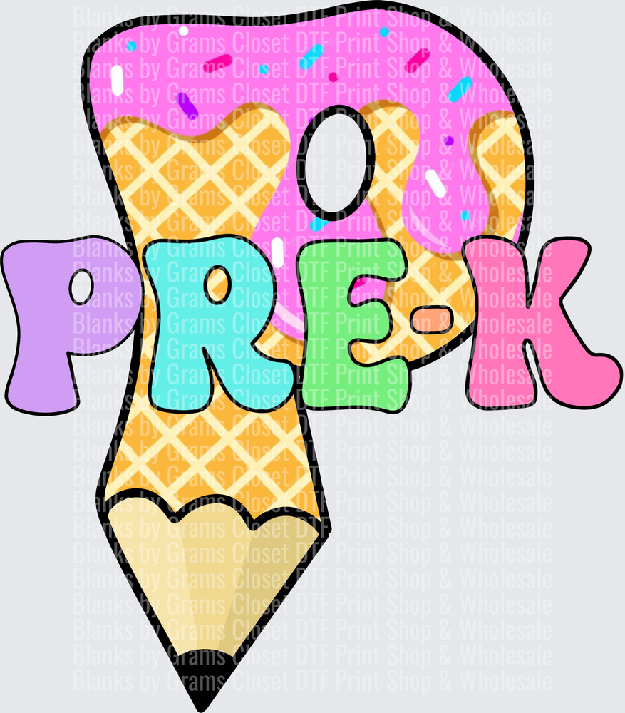 Pre-K Ice Cream Cone Pencil Colorful Sprinkles School