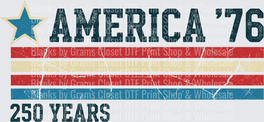 America 76 Vintage Flag Stripes with Star 250 Years