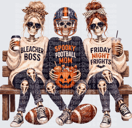 Halloween Skeleton Football Mom Squad Bleacher Boss Bench