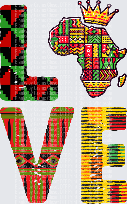 LOVE Africa Crown Kente Pattern Pan-African Colors Design