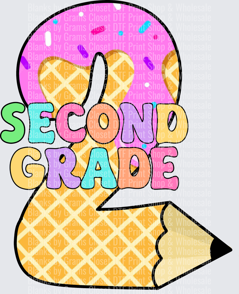 Second Grade Ice Cream Cone Pencil Number 2 School