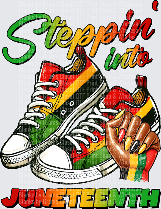 Steppin Into Juneteenth Sneakers Hand Rainbow Design