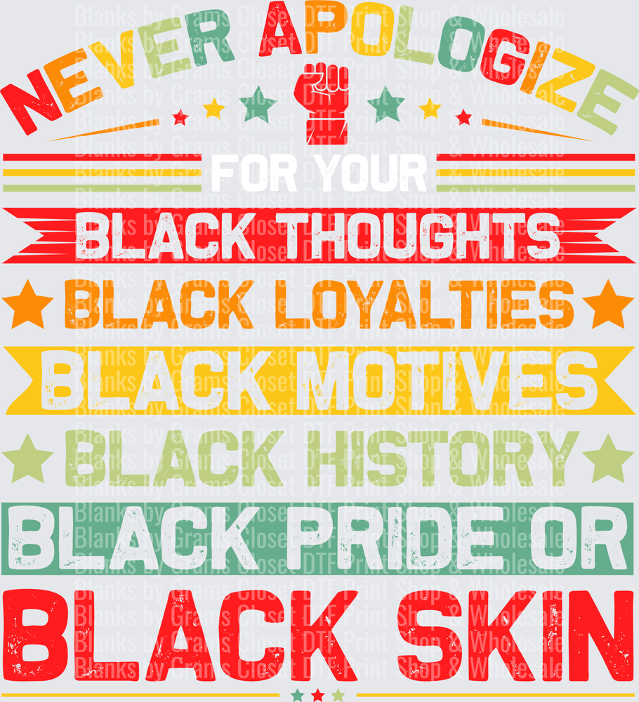 Never Apologize Black Pride Motivational Typography Design