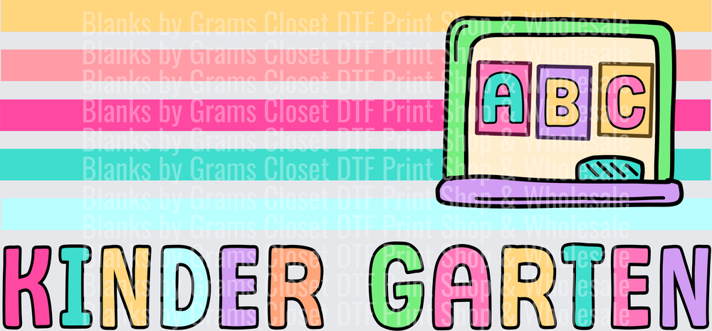 Kindergarten ABC Laptop Colorful Stripe Back to School