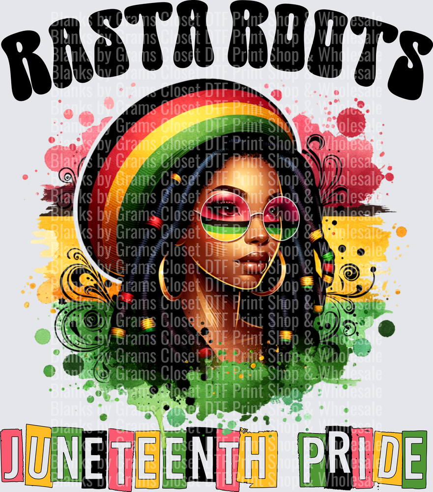 Juneteenth Pride Afro Woman with Rainbow Sunglasses and Headwrap