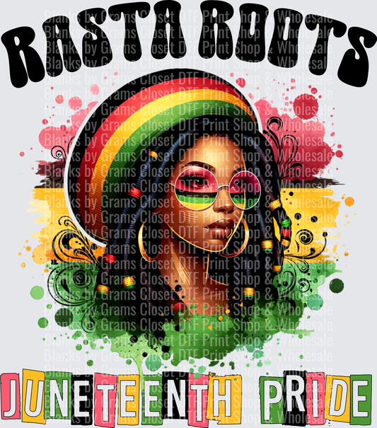 Juneteenth Pride Afro Woman with Rainbow Sunglasses and Headwrap