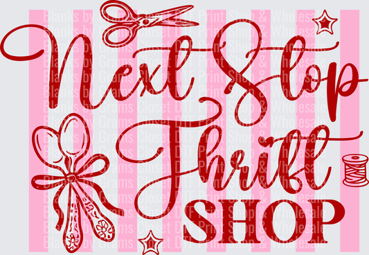 Next Stop Thrift Shop Pink Striped Sewing Scissors Design