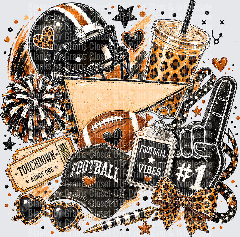 Orange Black Leopard Football Vibes Fan Collage
