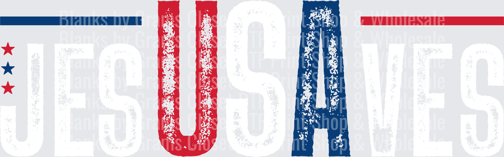 USA Patriotic Red White Blue Distressed Letter Design