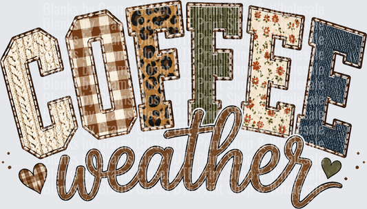 Coffee Weather Mixed Texture Patchwork Letters Fall Design